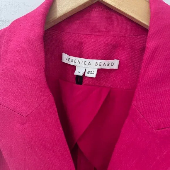 Veronica Beard Hot Pink Linen Blazer Size 14